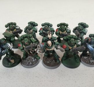 Dark Angels Tactical Squad of 9 + Captain Painted Space Marines Warhammer 40K