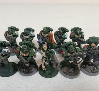 Dark Angels Tactical Squad of 9 + Captain Painted Space Marines Warhammer 40K