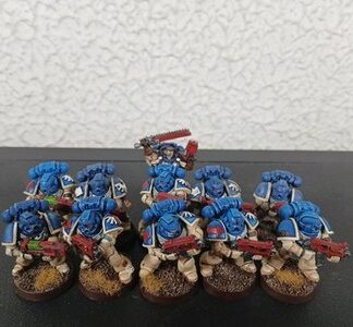 Space Marine Intercessor Painted Squad of 10x + Captain Ultramarines 40K GW