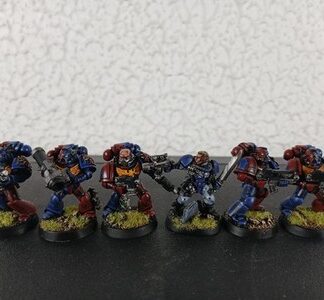 Space Marine Intercessor Painted Squad of 6x, 1x Lieutenant Ultramarines 40K GW