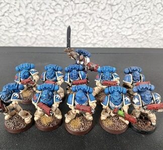 Tactical Marines Painted Squad of 10x + Captain Ultramarines Space Marine 40K GW